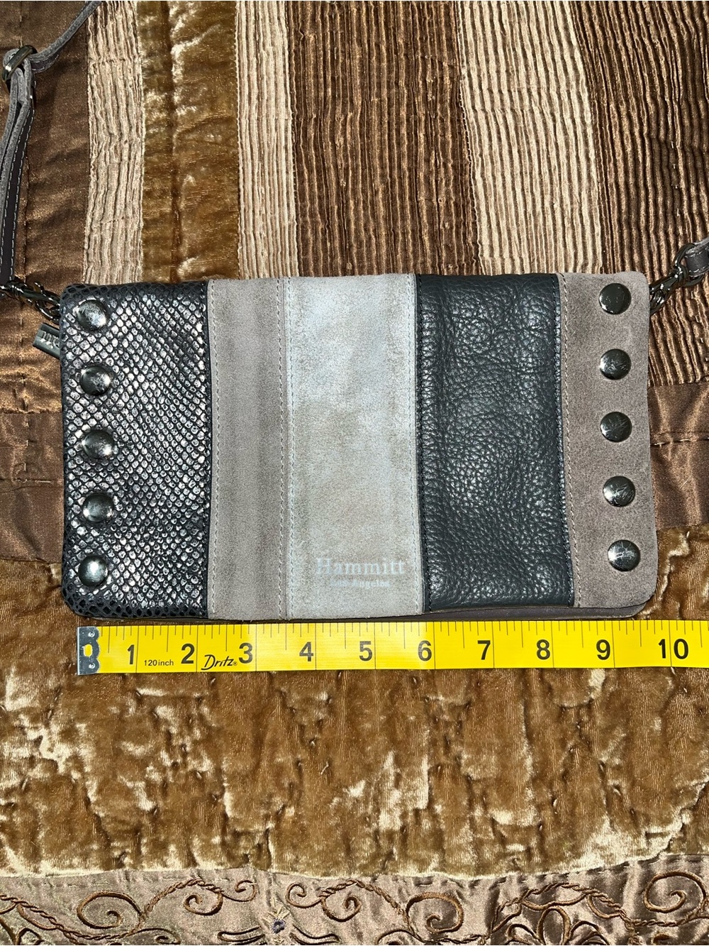 Hammitt 110 North Gray and Silver Leather Studded Crossbody